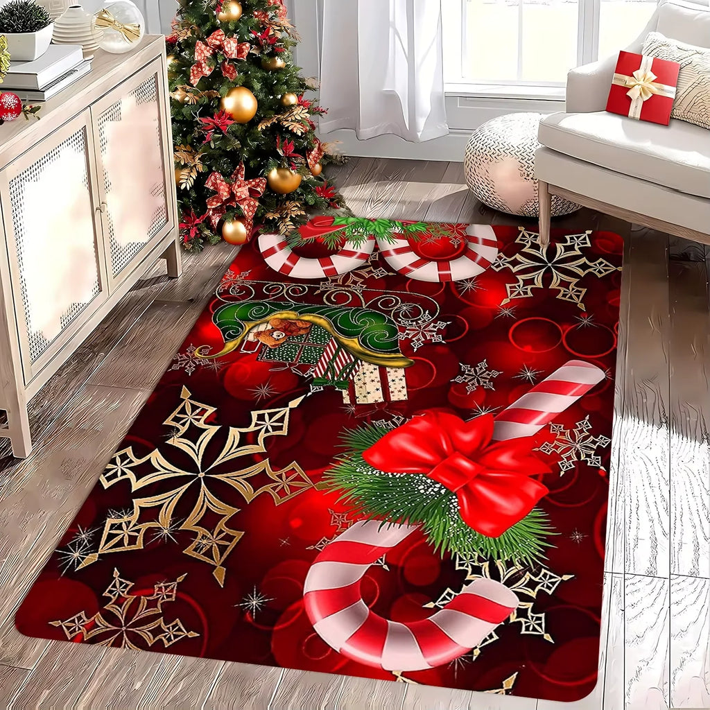 Christmas Snow Rug - Festive Area Rug for Living Room & Bedroom