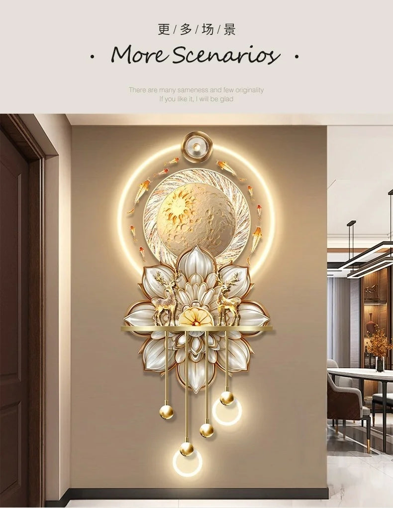 Luxury LED Wall Art - Nine Fish Design Entryway Decorative Painting