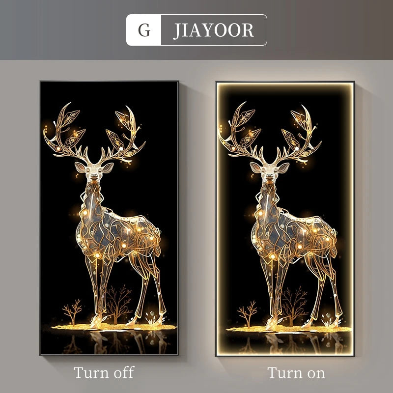 Luxury LED Crystal Porcelain Wall Lamp - Deer Design Decorative Painting