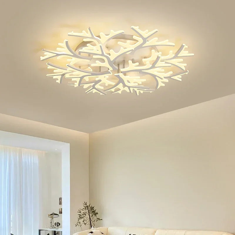 Nordic Minimalist Creative Branch Antlers Ceiling Chandelier Living Room Bedroom Indoor Lighting Led Ceiling Lamp Light Fixture