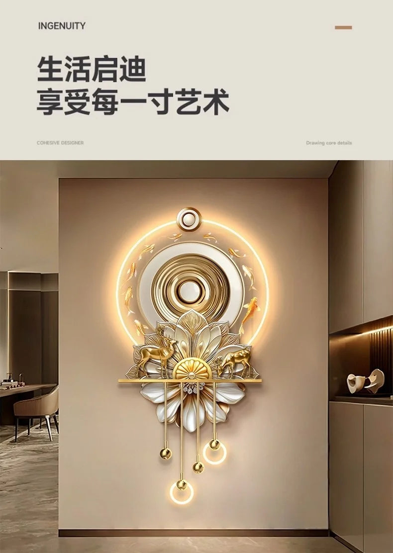 Luxury LED Wall Art - Nine Fish Design Entryway Decorative Painting