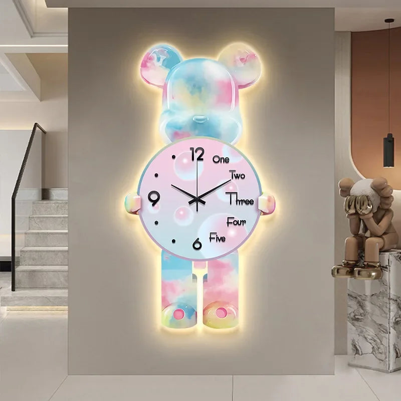 Modern LED Wall Clock - Digital Display with Ambient Lighting