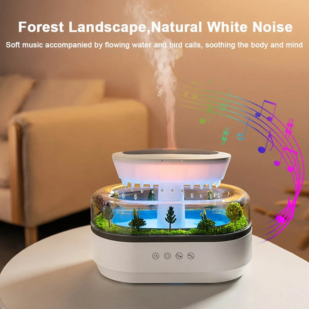 Raindrop Aroma Diffuser with LED Light & White Noise