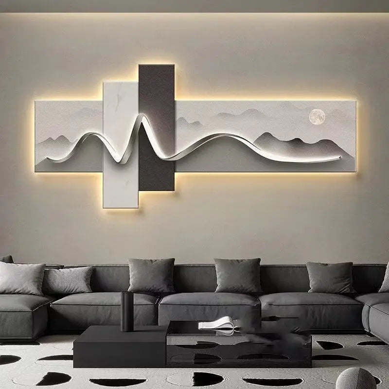 LED Ambient Light Painting - Modern Luxury Sofa Background Wall Art
