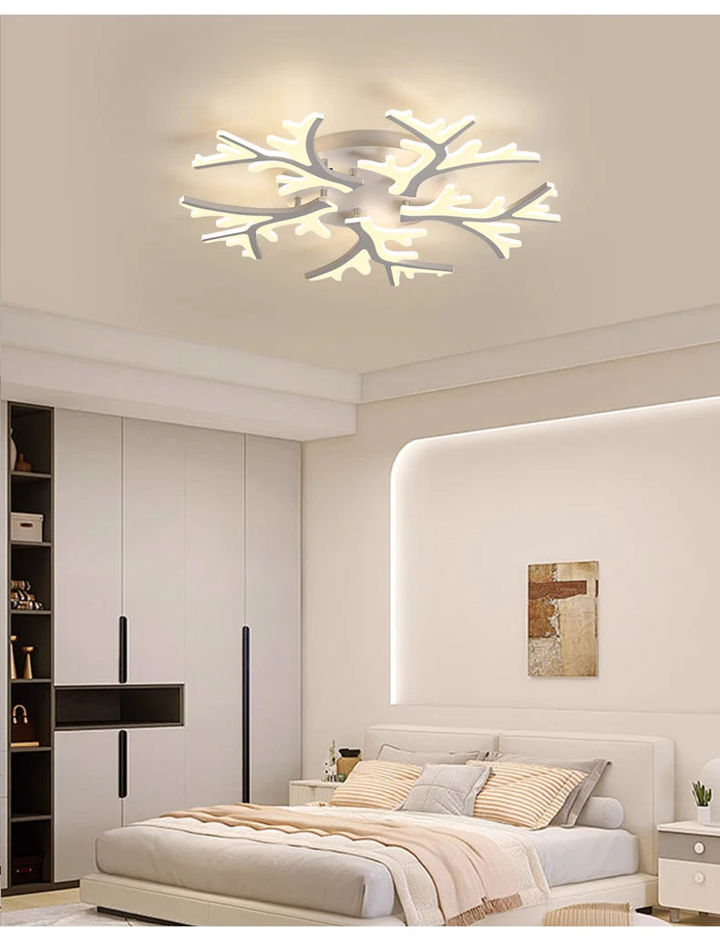 Nordic Minimalist Creative Branch Antlers Ceiling Chandelier Living Room Bedroom Indoor Lighting Led Ceiling Lamp Light Fixture