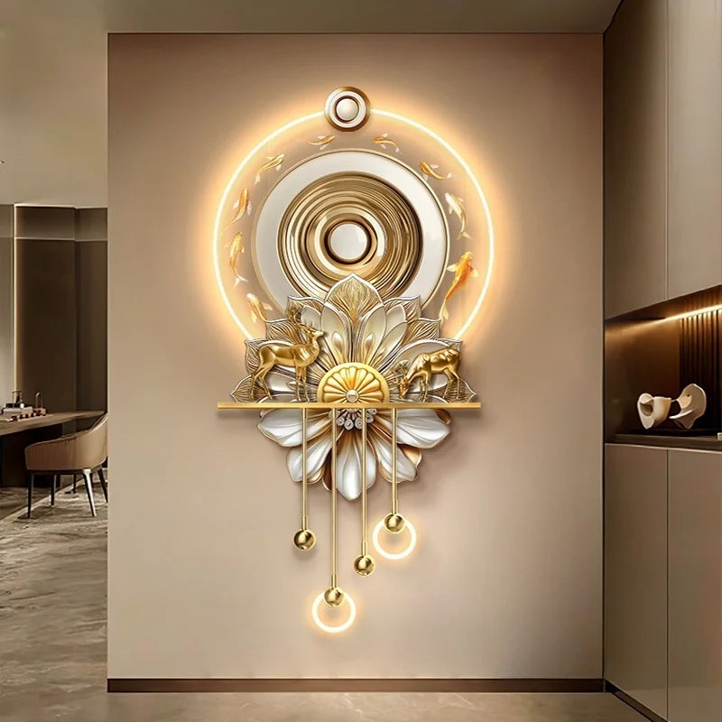 Luxury LED Wall Art - Nine Fish Design Entryway Decorative Painting