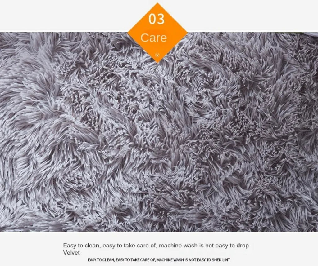 Dyed Plush Fluffy Rug - Soft Anti-Slip Carpet for Living Room & Kids Room