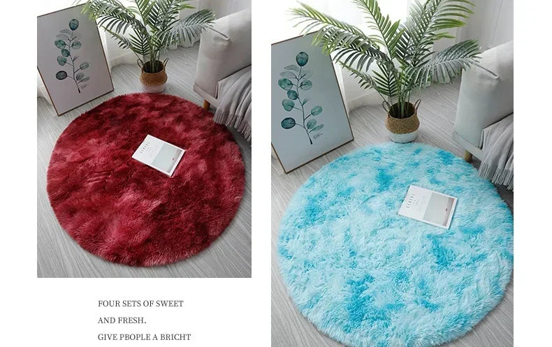 Super Soft Round Plush Rug - Fluffy Area Carpet for Living Room & Bedroom