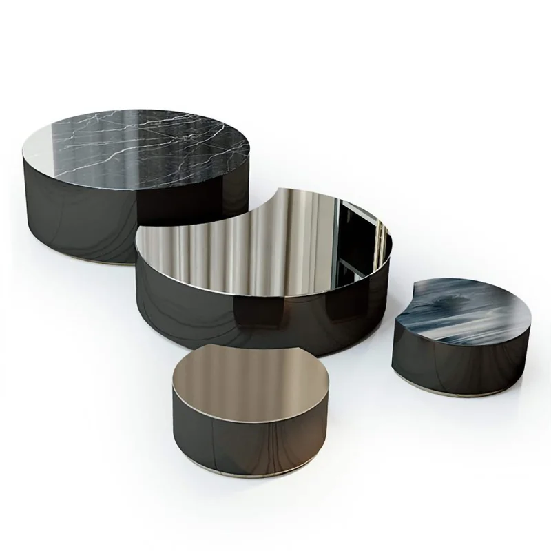 Modern Round Nesting Marble Coffee Table Set of 3
