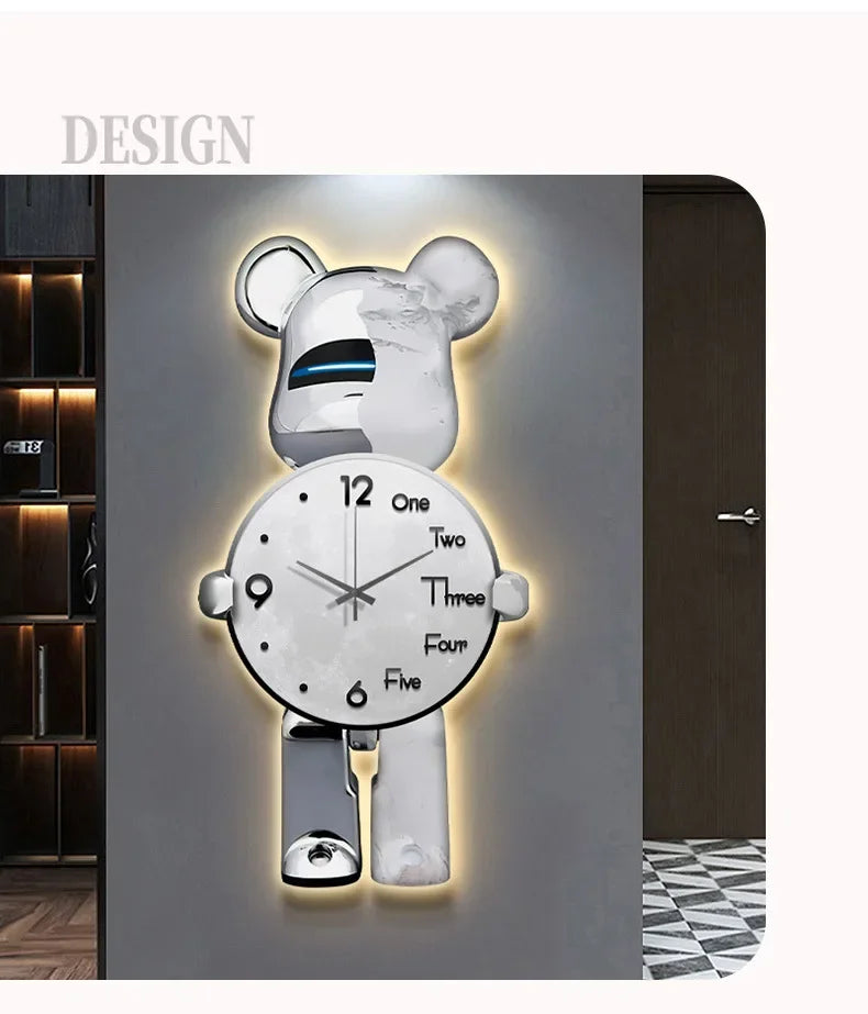Modern LED Wall Clock - Digital Display with Ambient Lighting