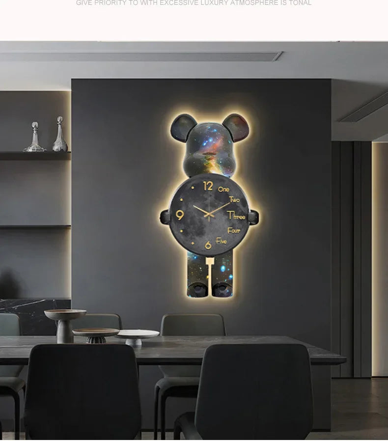 Modern LED Wall Clock - Digital Display with Ambient Lighting