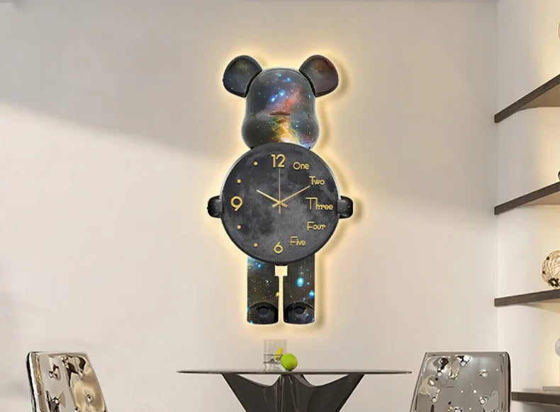 Modern LED Wall Clock - Digital Display with Ambient Lighting