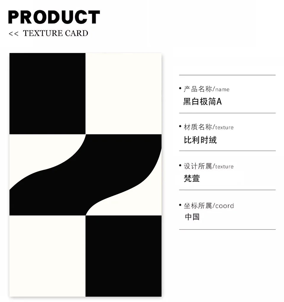 Minimalist Geometric Area Rug - Luxury Black & White Carpet for Living Room & Bedroom