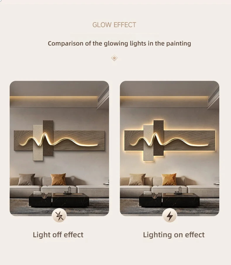 Modern Wabi Sabi LED Wall Art - Luxury Decorative Light Painting