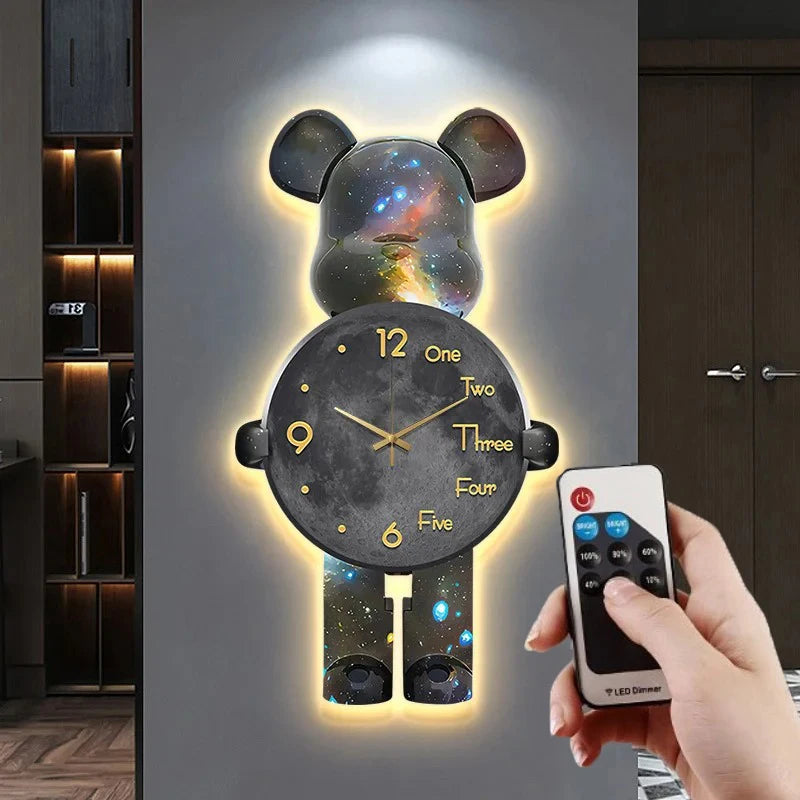 Modern LED Wall Clock - Digital Display with Ambient Lighting
