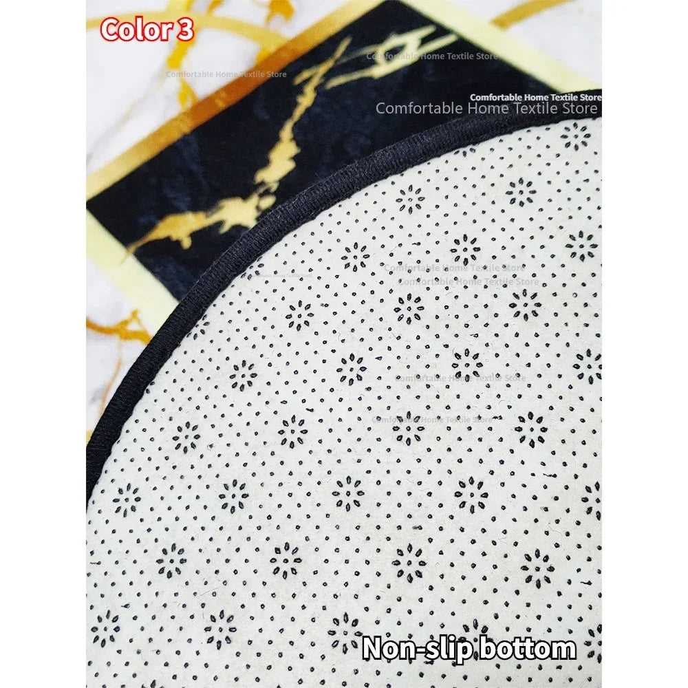 Luxury Gold Geometric Area Rug - Non-Slip Washable Carpet for Living Room & Bedroom