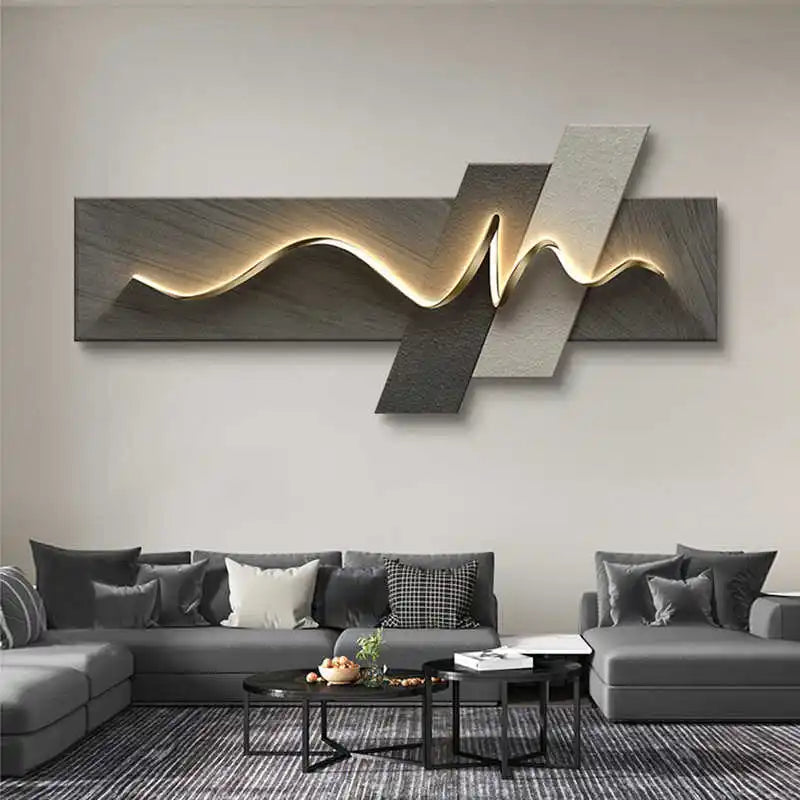 LED Ambient Light Painting - Modern Luxury Sofa Background Wall Art