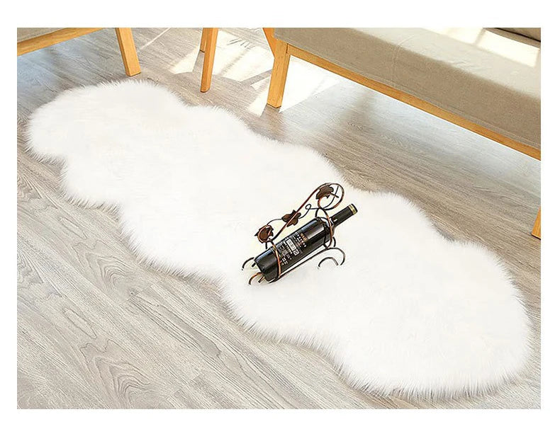 Faux Sheepskin Plush Rug - Fluffy Luxury Carpet for Bedroom & Living Room