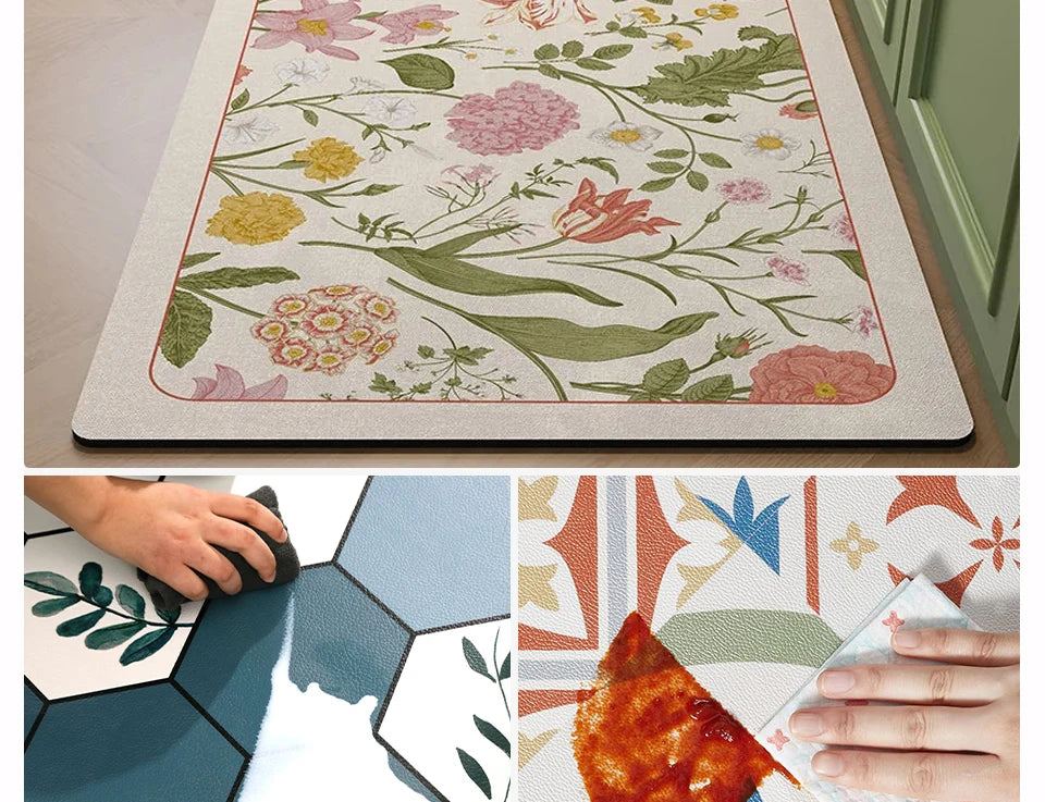 Waterproof Kitchen Floor Mat - Oil-Proof PVC Carpet Runner for Kitchen & Hallway