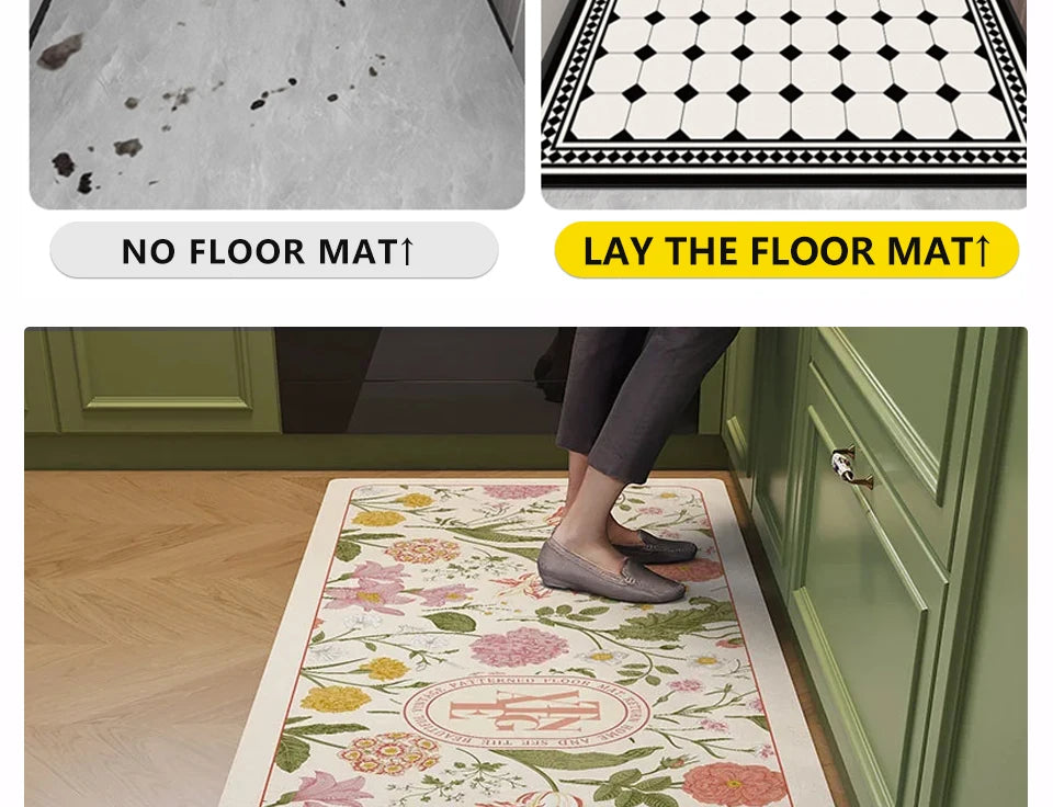 Waterproof Kitchen Floor Mat - Oil-Proof PVC Carpet Runner for Kitchen & Hallway