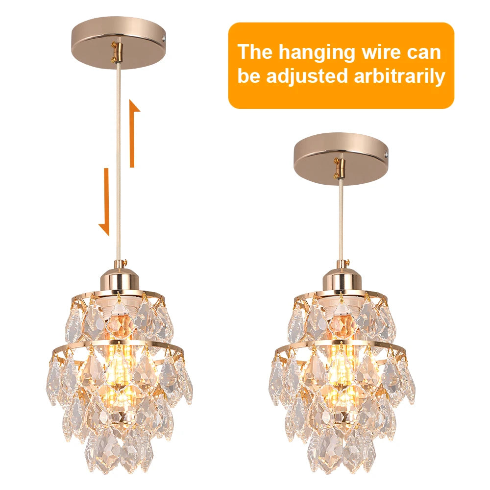 Crystal K9 Chandelier Lamp Living Bedroom Indoor Hanging Lighting Fixtures Modern Gold Pendant Lights for Restaurant Cloakroom E