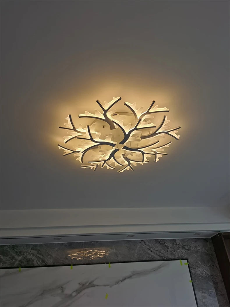 Nordic Minimalist Creative Branch Antlers Ceiling Chandelier Living Room Bedroom Indoor Lighting Led Ceiling Lamp Light Fixture