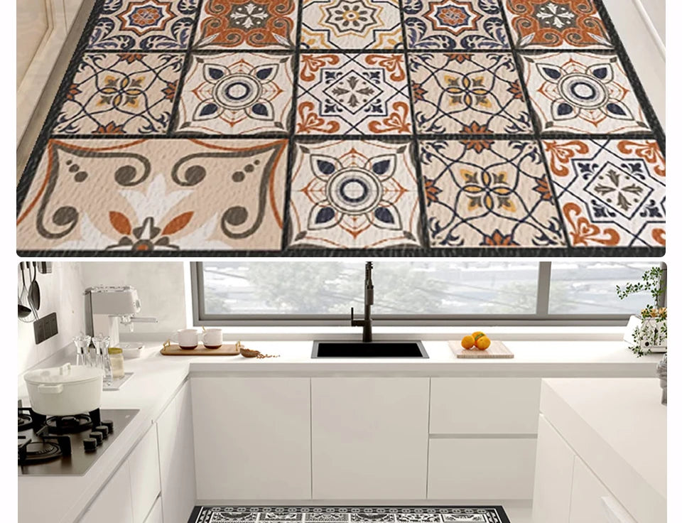 Waterproof Kitchen Floor Mat - Oil-Proof PVC Carpet Runner for Kitchen & Hallway