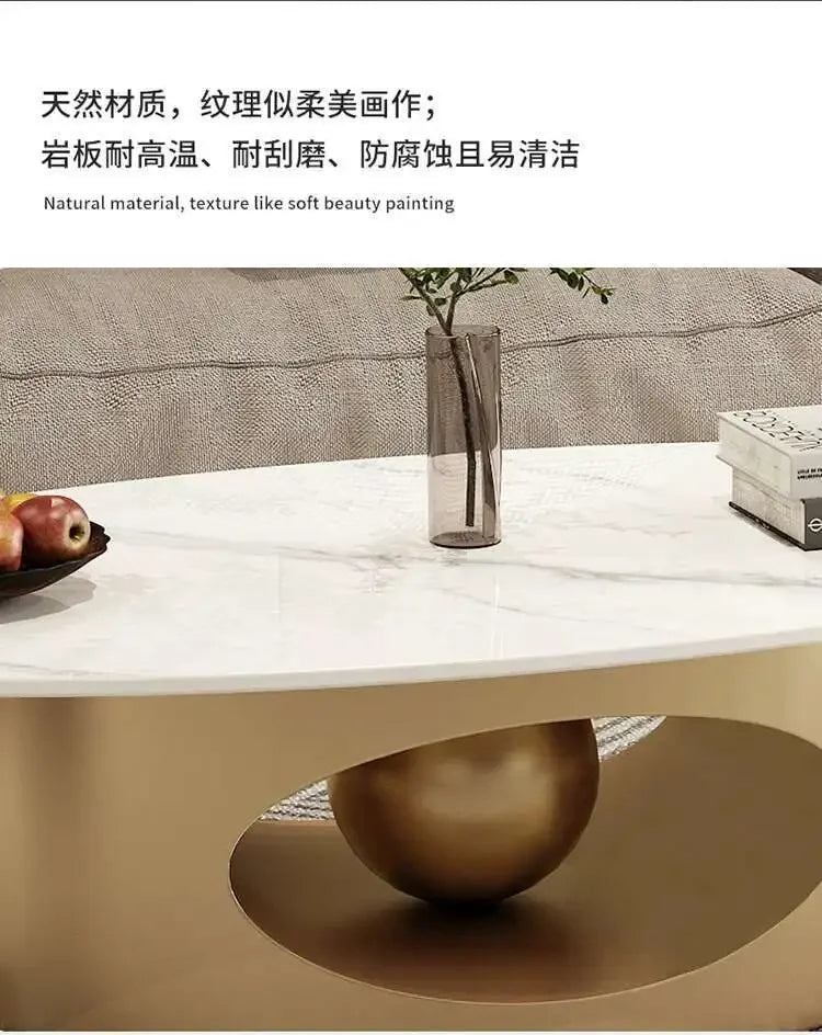 Modern Marble Effect Coffee Table - Nordic Oval Design