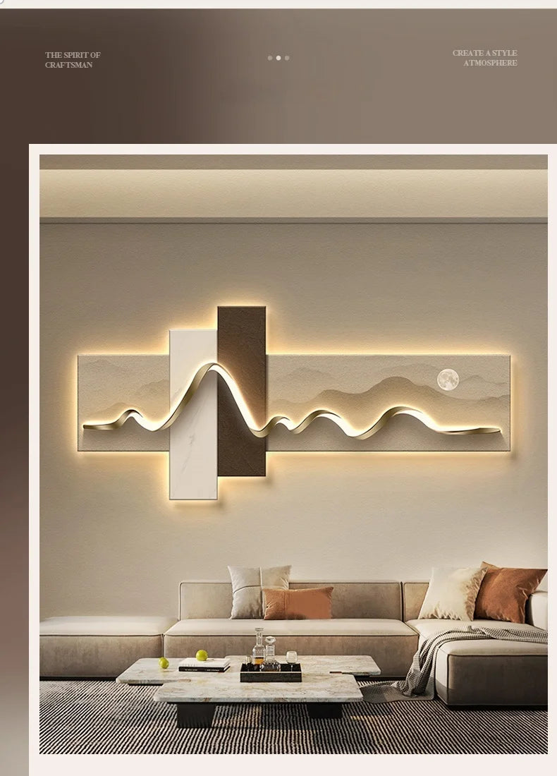 Modern Wabi Sabi LED Wall Art - Luxury Decorative Light Painting