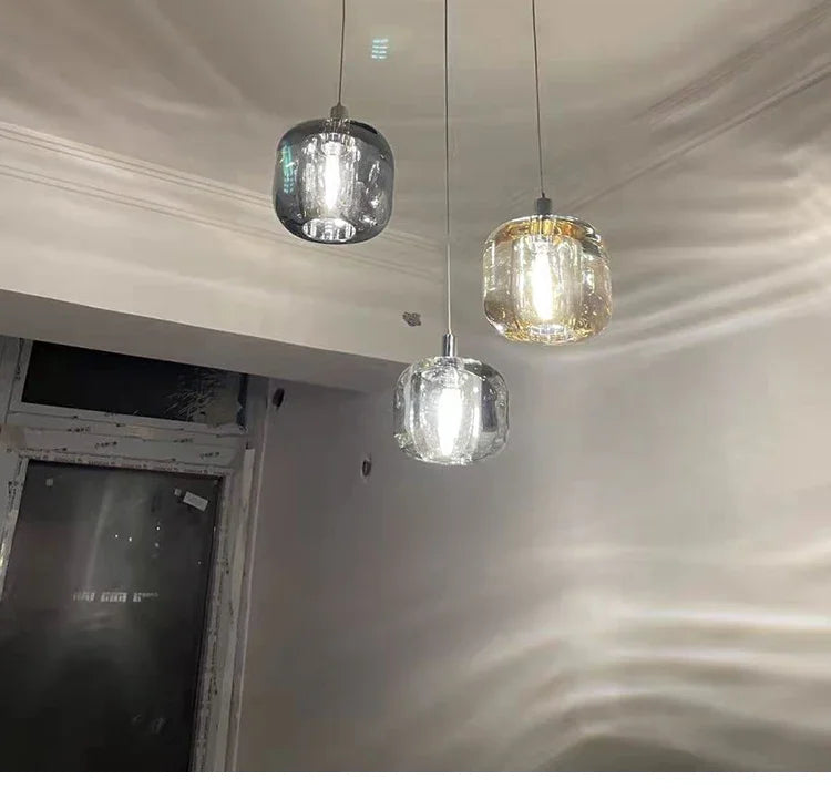 Luxury Led Staircase Chandelier Modern Home Decor Indoor Lighting Fixture Creative Amber/Smoky Grey/Clear Crystal Hanging Lamp