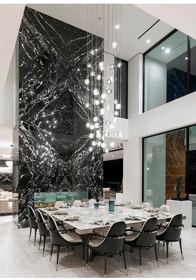 Luxury Led Staircase Chandelier Modern Home Decor Indoor Lighting Fixture Creative Amber/Smoky Grey/Clear Crystal Hanging Lamp