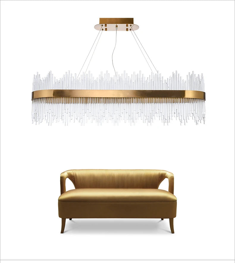 Modern Luxury Drawing Room Glass Led Chandelier Dining Room Led Dimmable Pendant Lamp Lustre Gold Metal Lamp Fixtures Lamparas