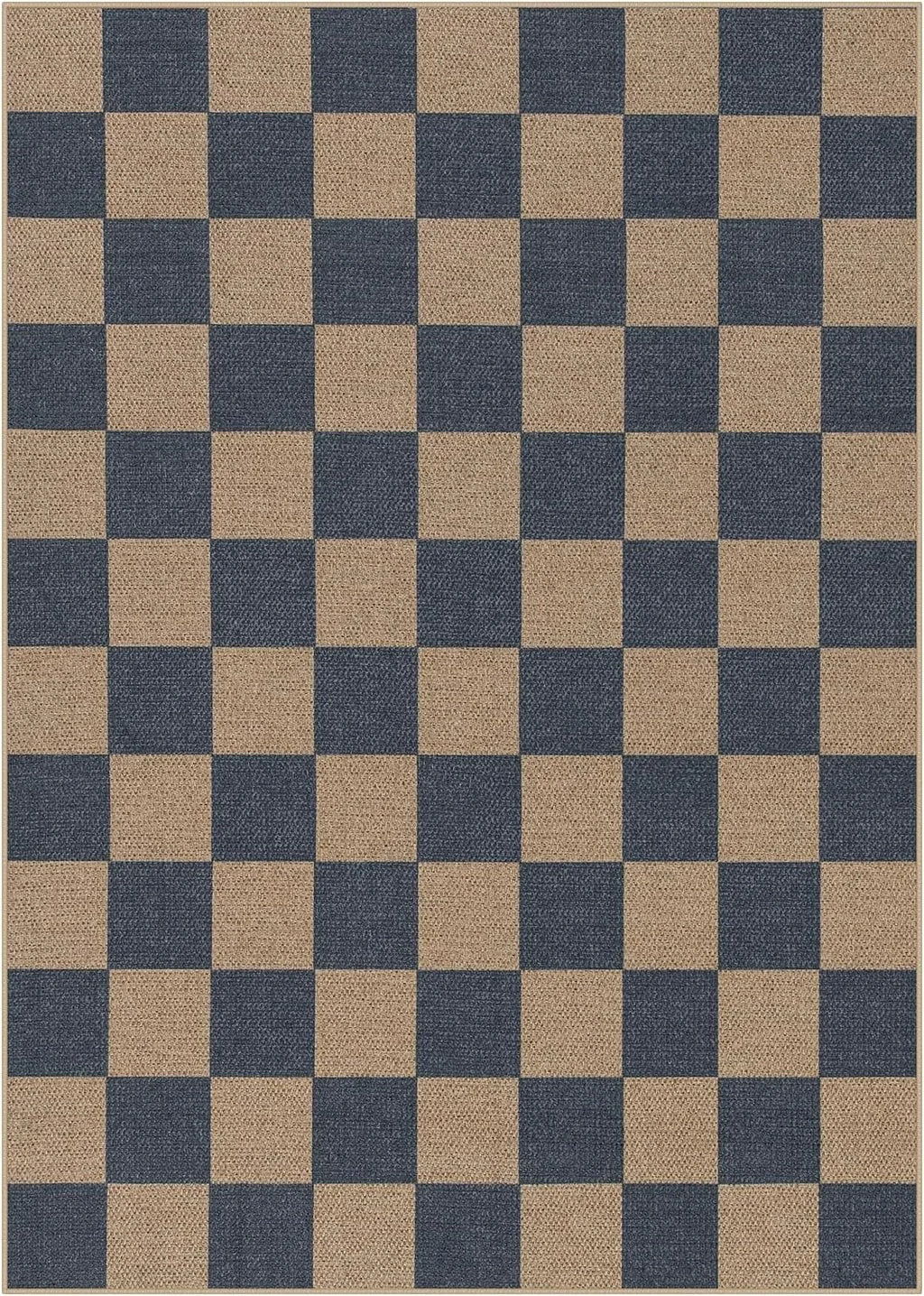Black & White Checkered Rug - Non-Slip Living Room Carpet