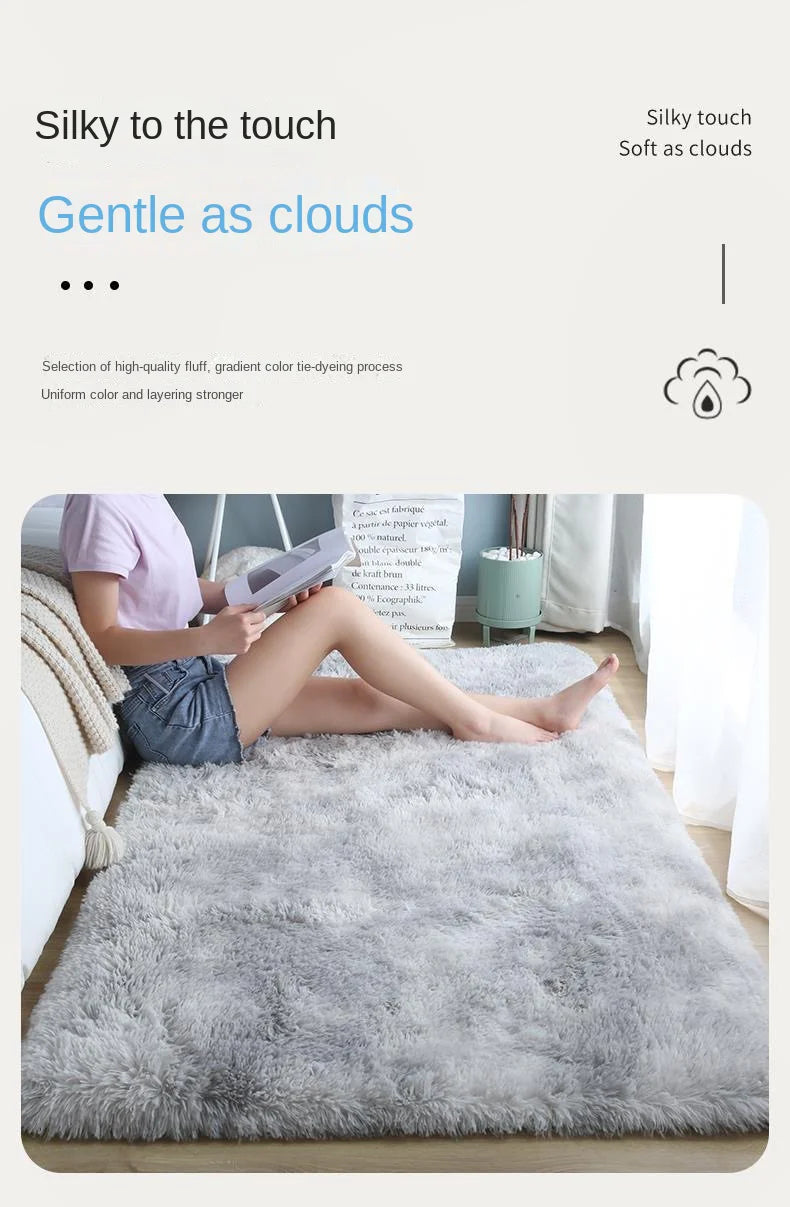 Dyed Plush Fluffy Rug - Soft Anti-Slip Carpet for Living Room & Kids Room