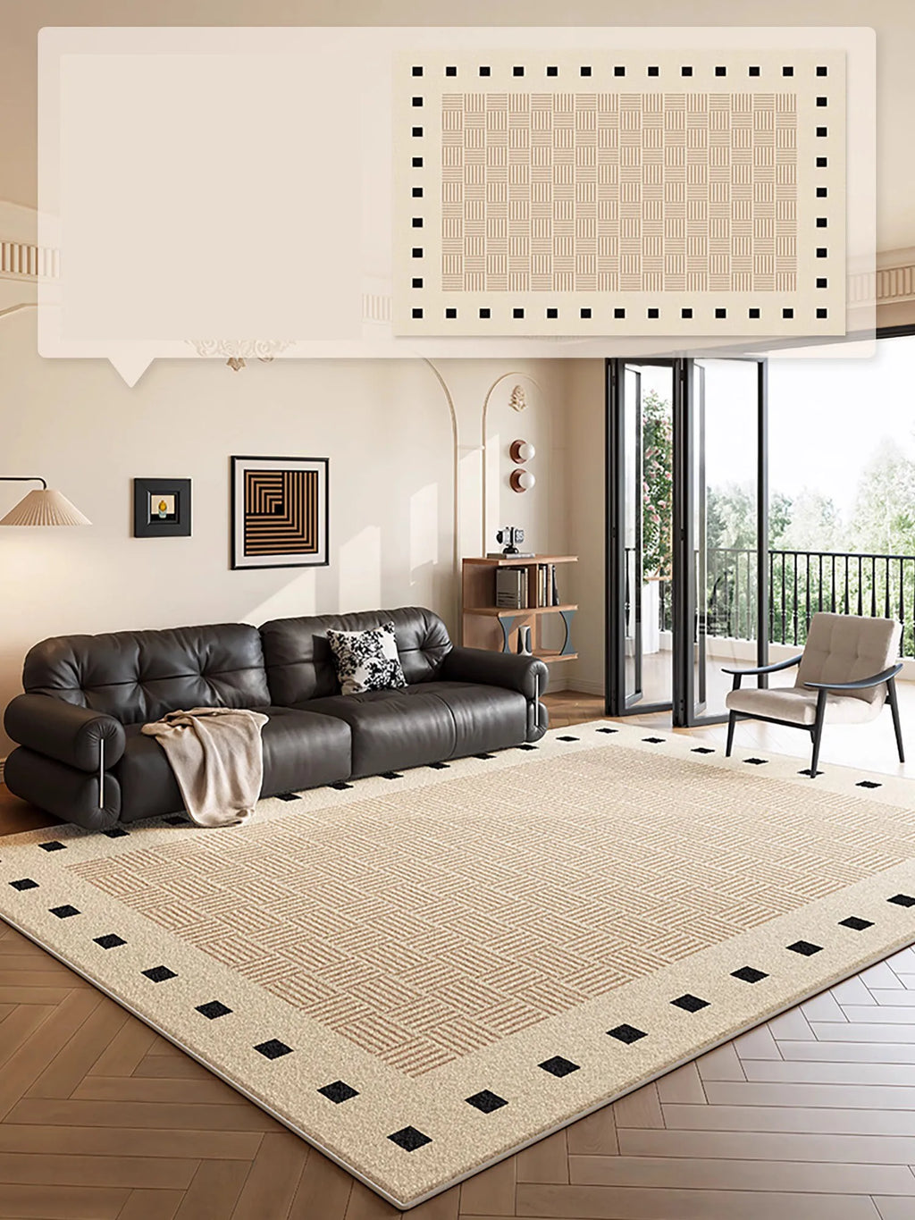 Modern Geometric Area Rug - Luxury Carpet for Living Room & Bedroom