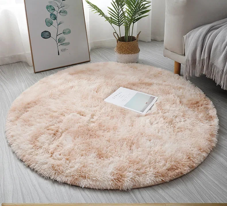 Super Soft Round Plush Rug - Fluffy Area Carpet for Living Room & Bedroom
