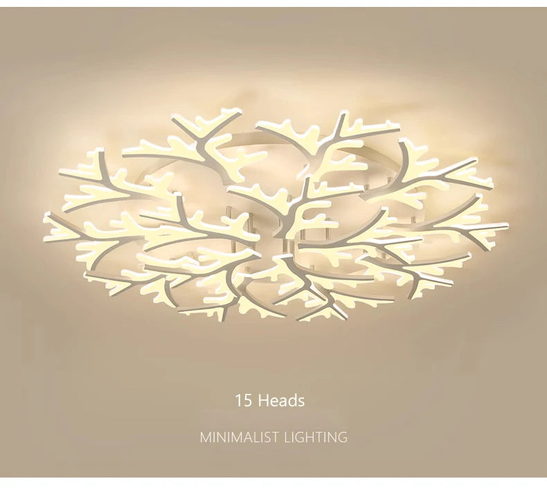 Nordic Minimalist Creative Branch Antlers Ceiling Chandelier Living Room Bedroom Indoor Lighting Led Ceiling Lamp Light Fixture