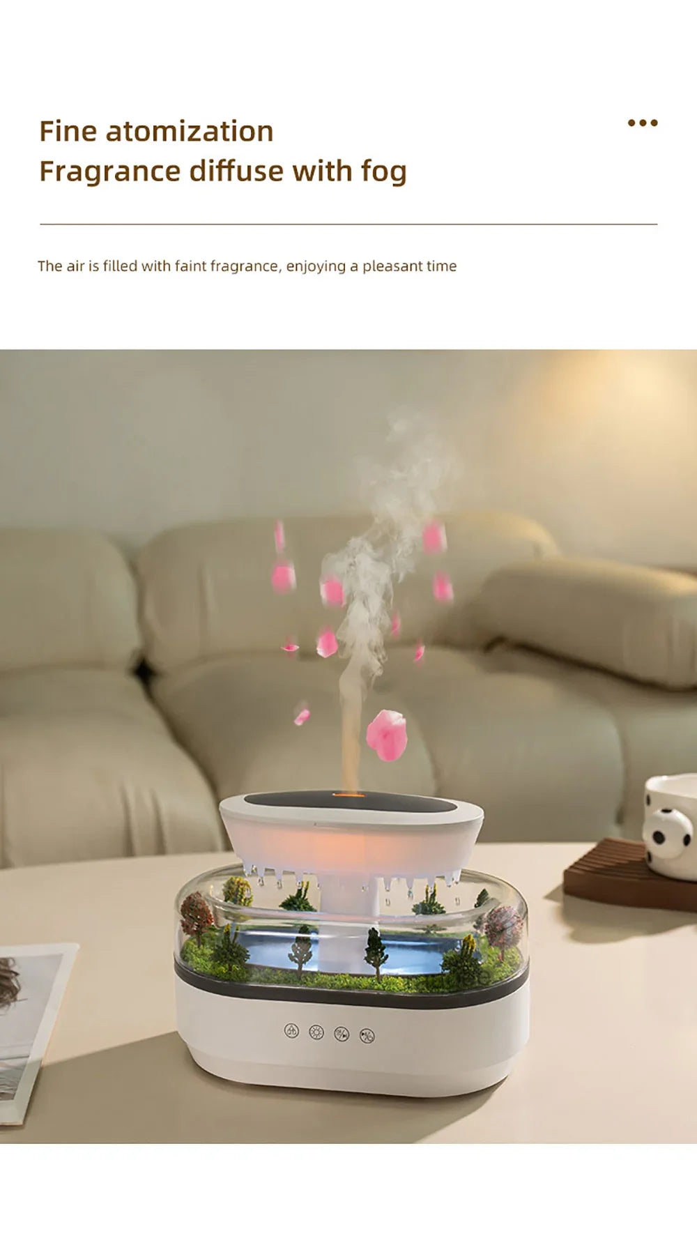 New Aroma Humidifier Raindrop Air Humidifier Colorful Atmosphere Light White Noise Music Essemtial Home Oil Fragrance Diffuser