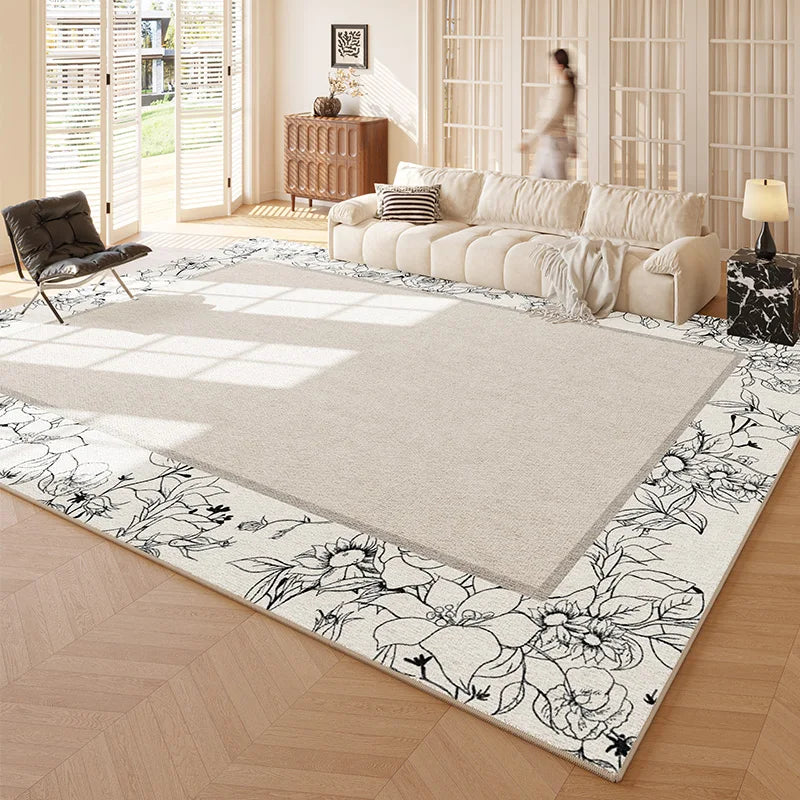 Artistic French Plush Carpet - Modern Area Rug for Living Room & Bedroom