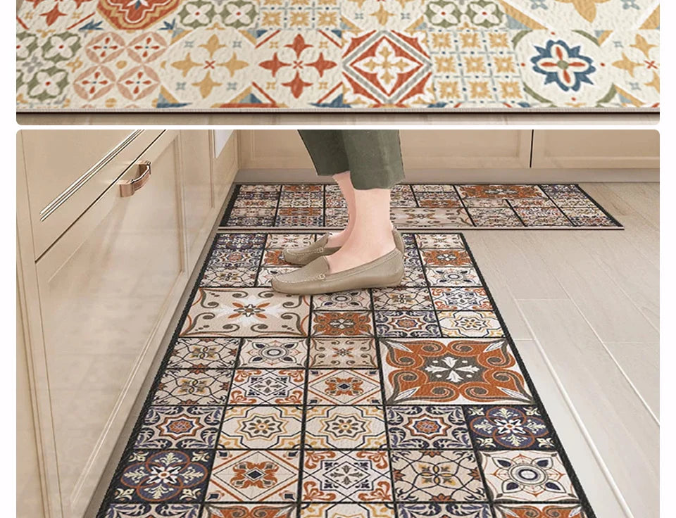 Waterproof Kitchen Floor Mat - Oil-Proof PVC Carpet Runner for Kitchen & Hallway