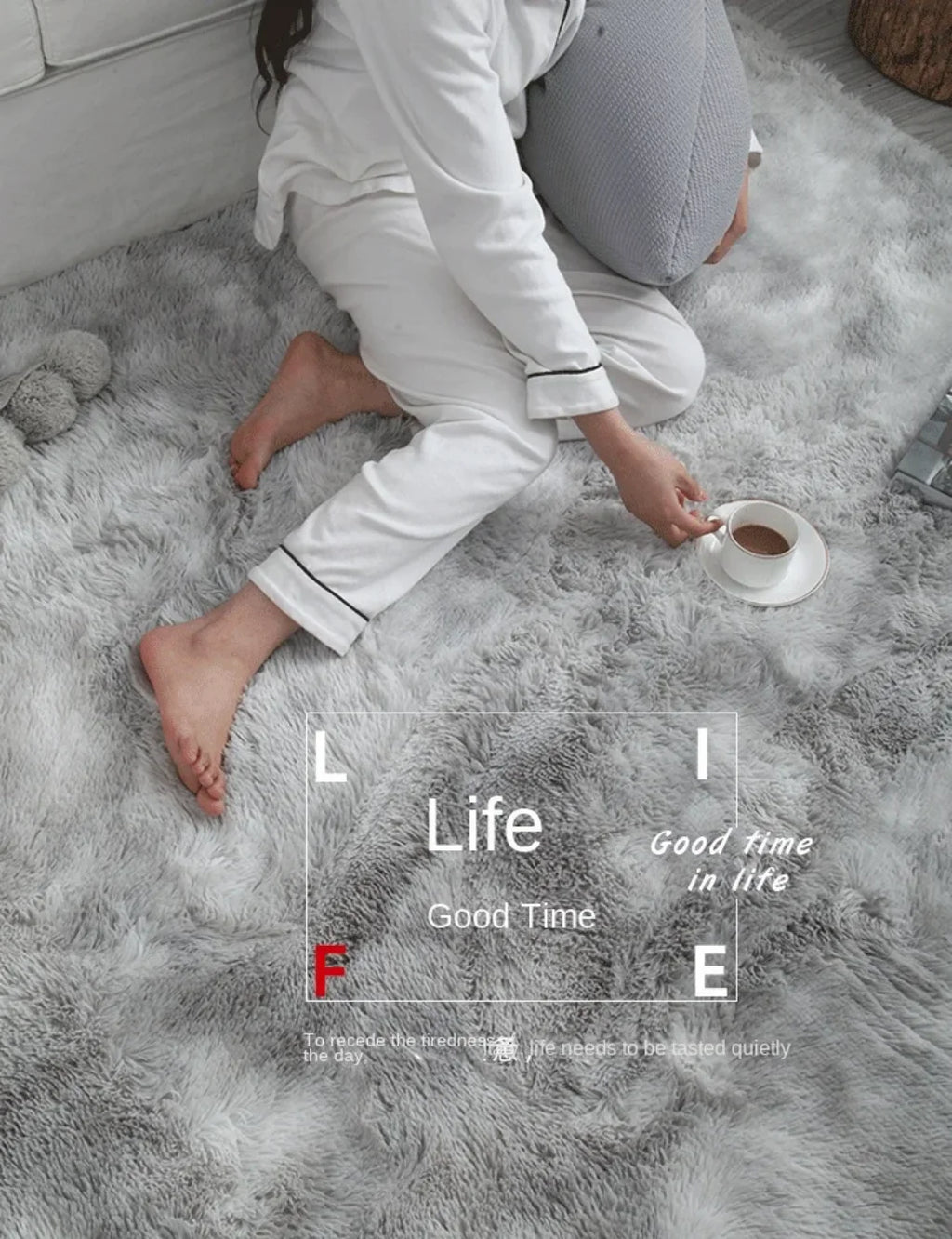 Dyed Plush Fluffy Rug - Soft Anti-Slip Carpet for Living Room & Kids Room