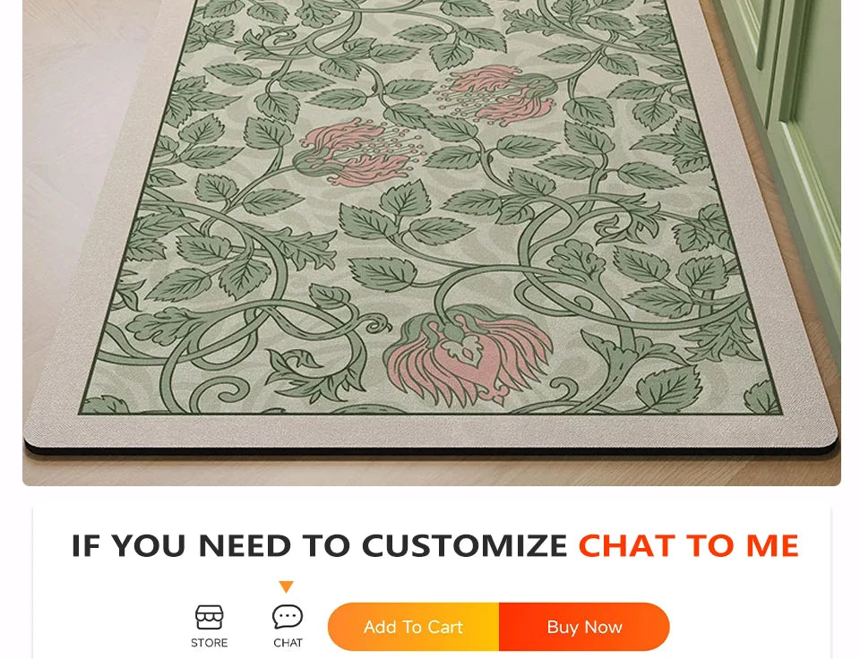 Waterproof Kitchen Floor Mat - Oil-Proof PVC Carpet Runner for Kitchen & Hallway