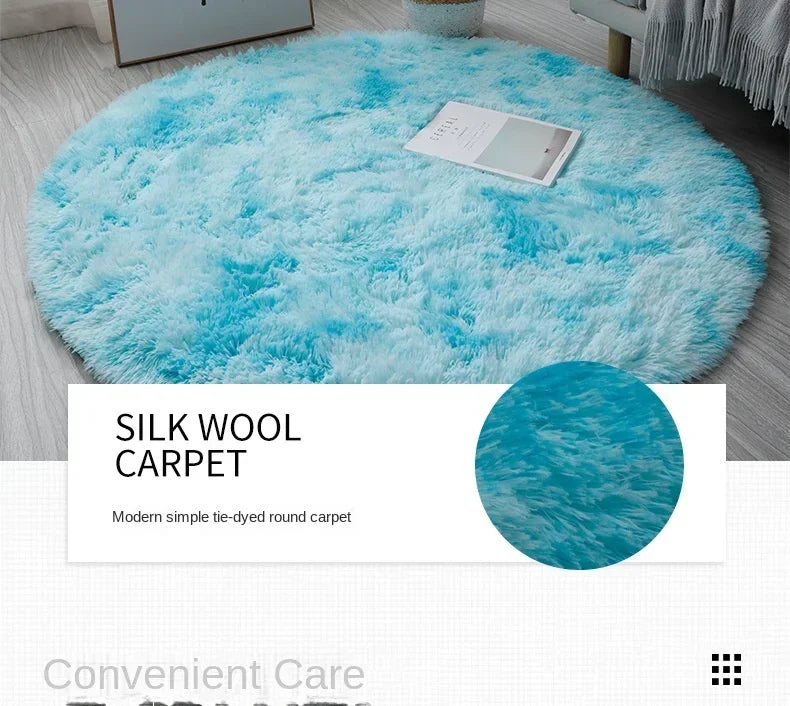Super Soft Round Plush Rug - Fluffy Area Carpet for Living Room & Bedroom