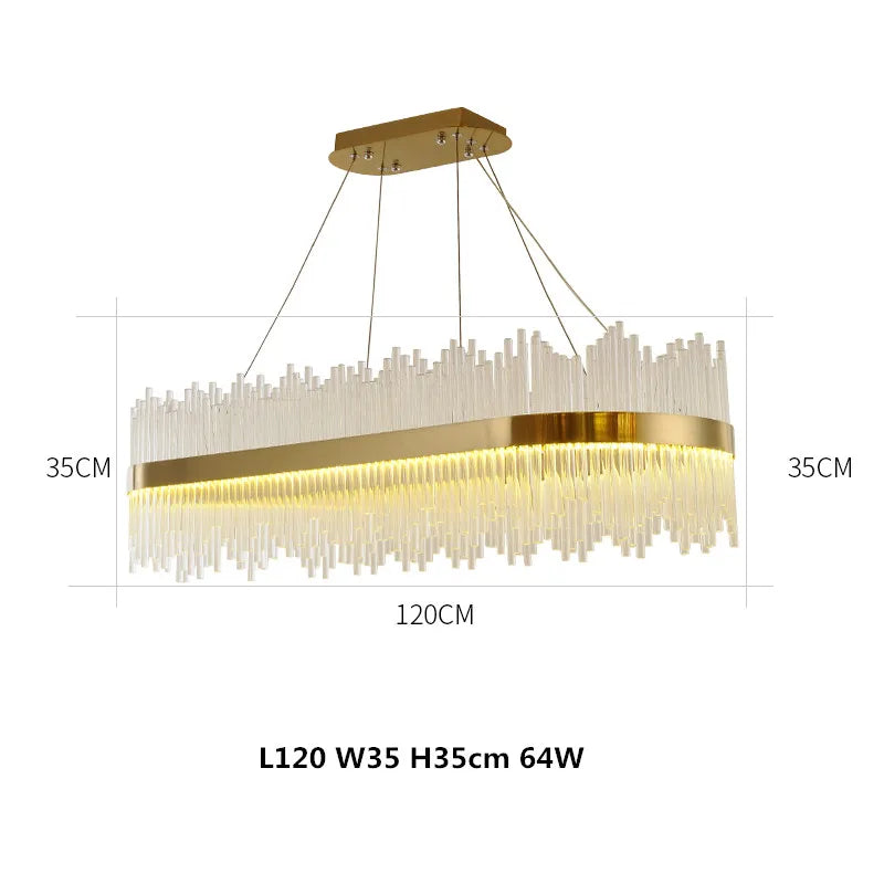Modern Luxury Drawing Room Glass Led Chandelier Dining Room Led Dimmable Pendant Lamp Lustre Gold Metal Lamp Fixtures Lamparas