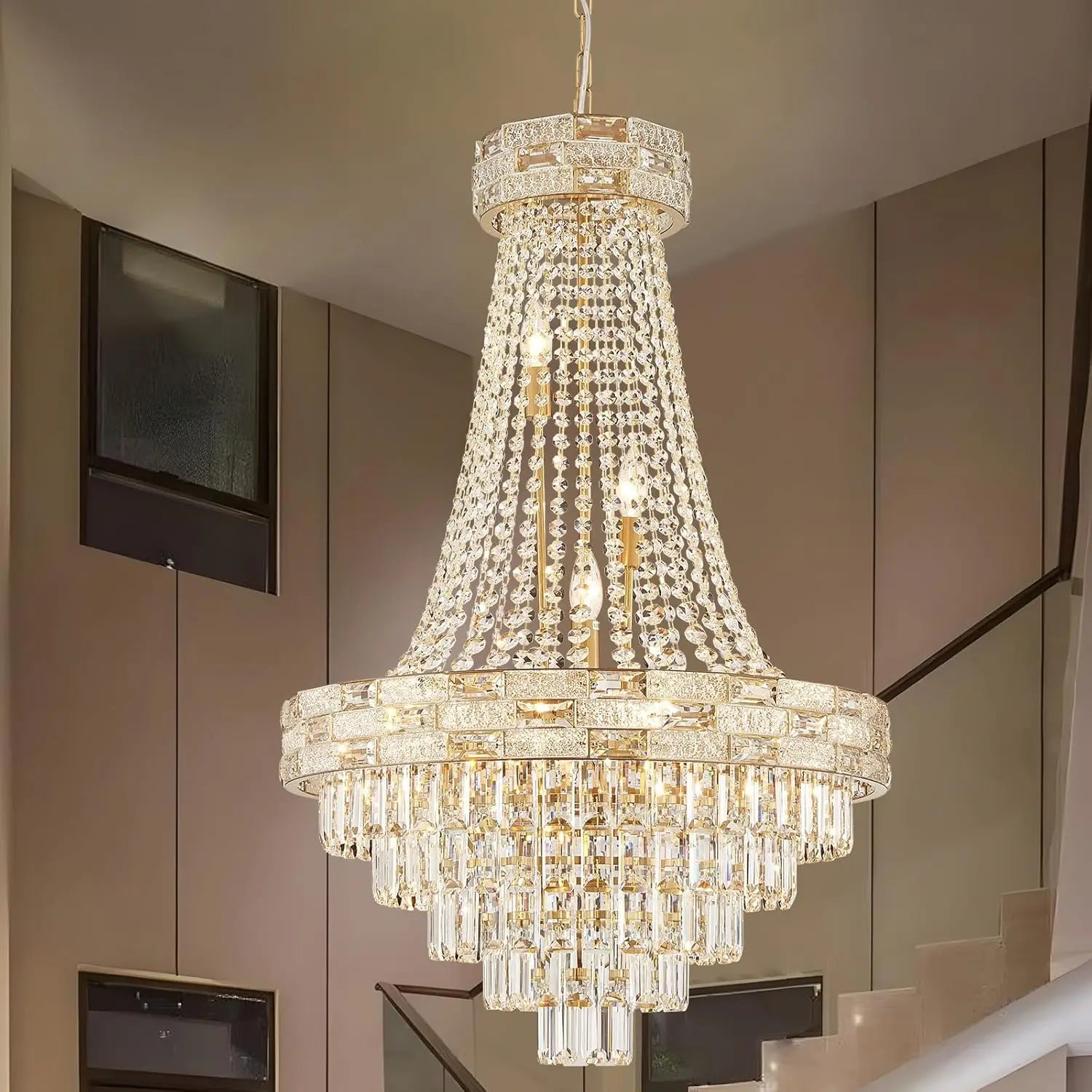 Modern Gold Crystal Chandeliers for Dining Room Living Room Vila Luxury Large Chandelier Pendant Light Fixture Kitchen Island