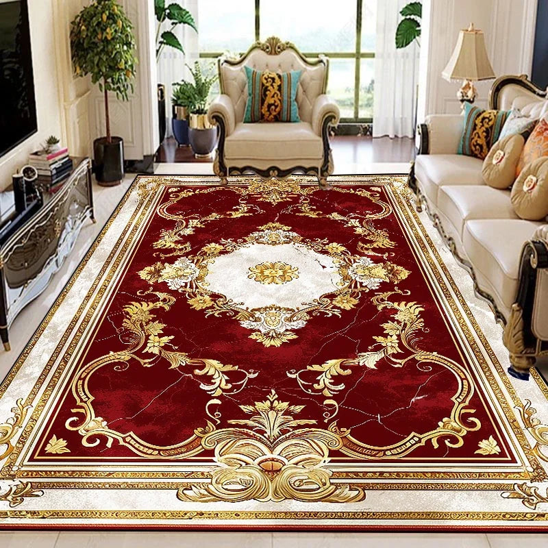Luxury Floral Area Rug - European Retro Carpet for Living Room & Bedroom