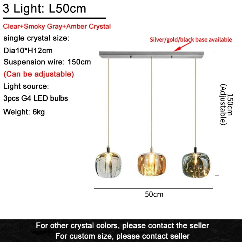 Luxury Led Staircase Chandelier Modern Home Decor Indoor Lighting Fixture Creative Amber/Smoky Grey/Clear Crystal Hanging Lamp