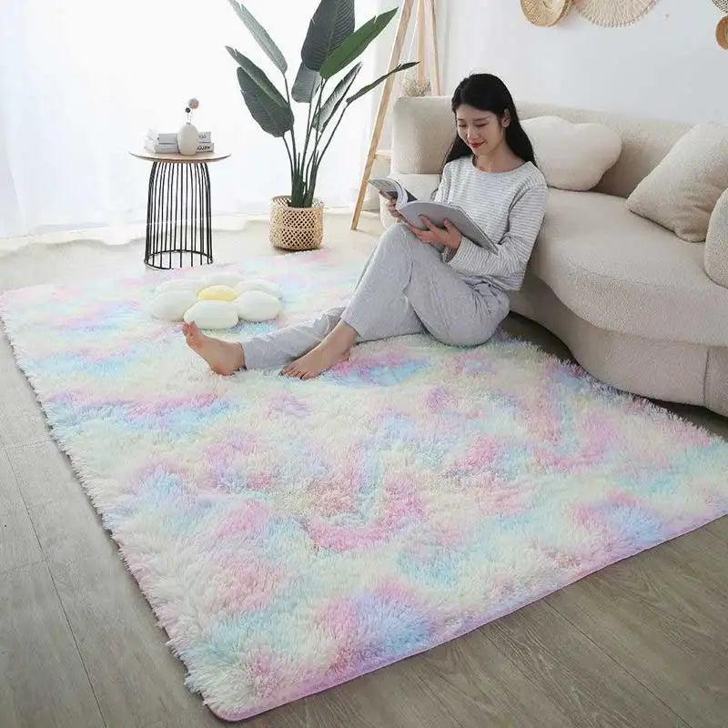 Furry Plush Area Rug - Modern Nordic Style Carpet for Living Room & Bedroom