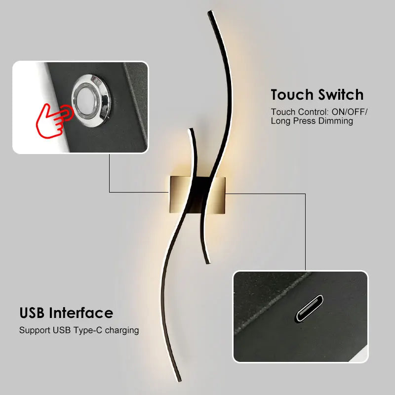 Wireless Rechargeable LED Wall Sconce - Touch Dimmable with Remote Control