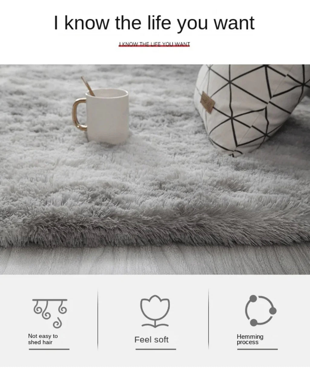 Dyed Plush Fluffy Rug - Soft Anti-Slip Carpet for Living Room & Kids Room